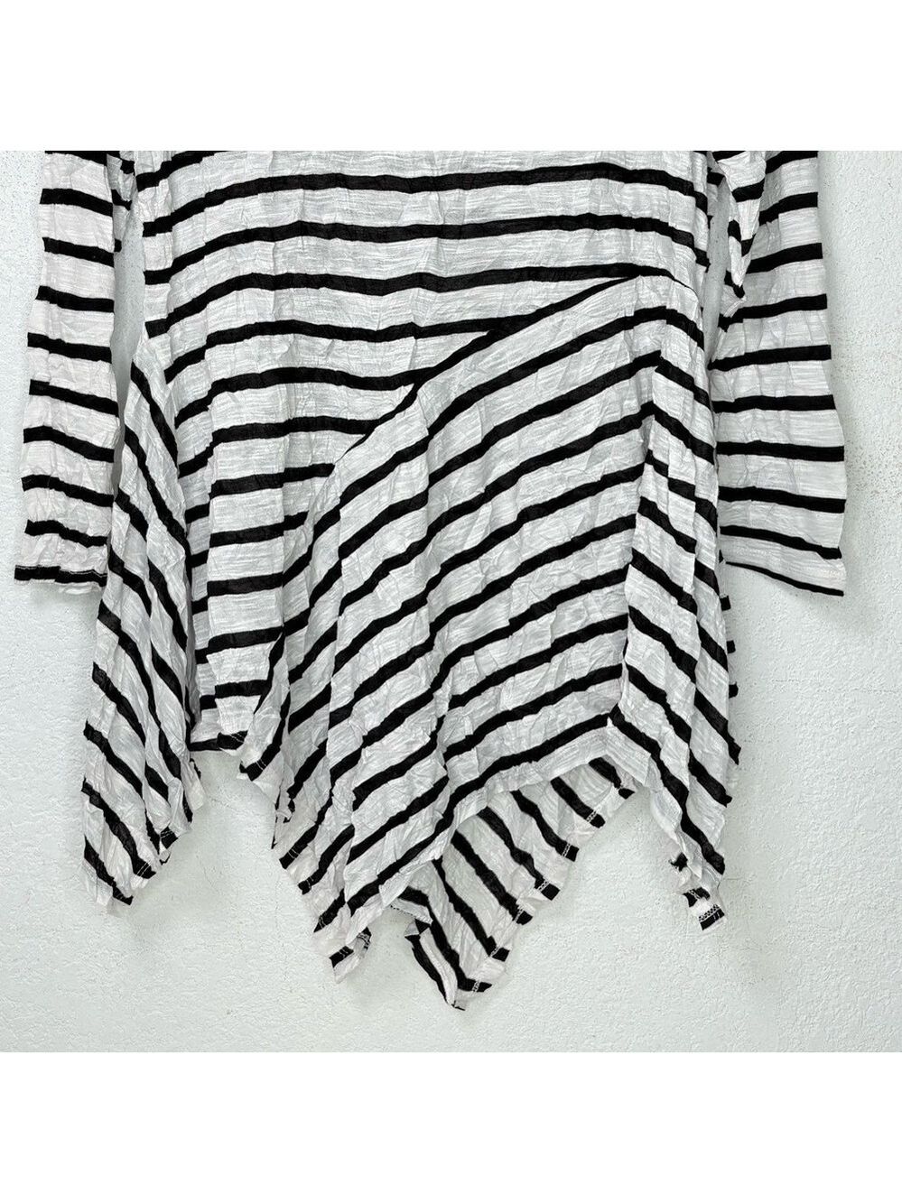 Vecceli Italy Lagenlook Asymmetrical Hem Stripe Tunic Top Fairy Grunge L - Picture 4 of 10